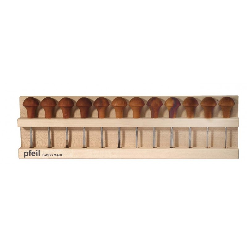 Juego 12 Gubias Linoleo + soporte madera Juego 12 Gubias Linoleo + soporte madera