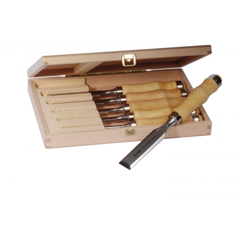 Juego de 6 formones Pfeil en caja de madera Juego de 6 formones Pfeil en caja de madera